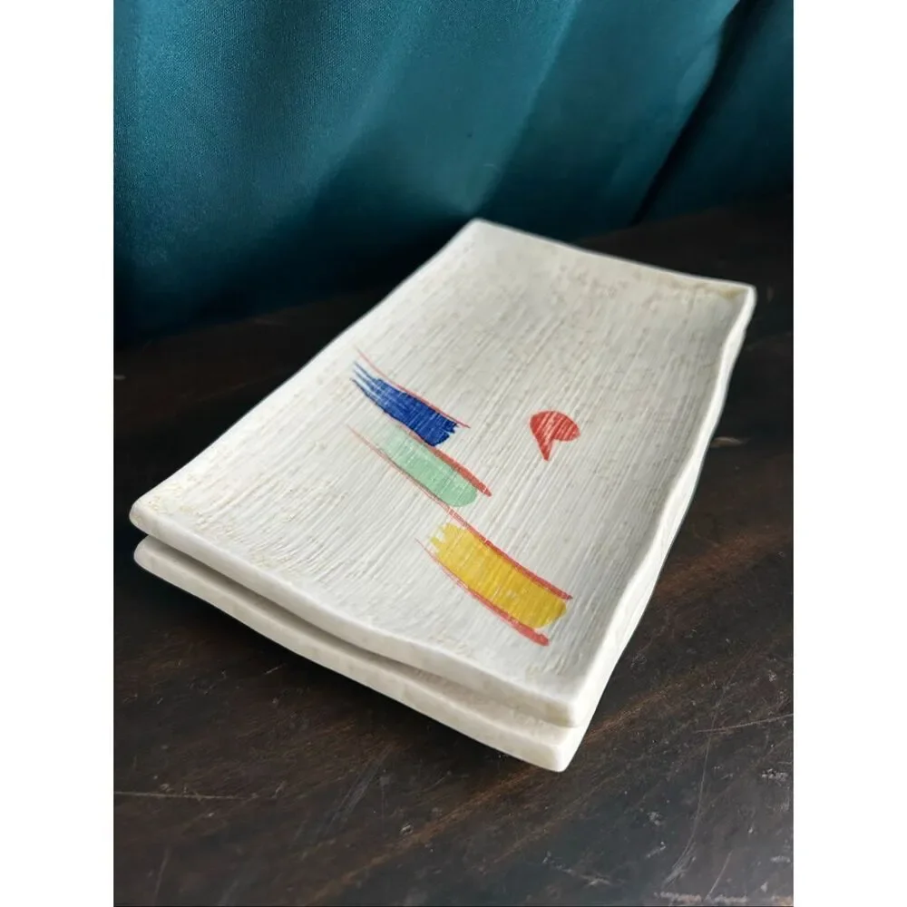 Set of 2 80’s Styling Ceramic Sushi Serving Platters